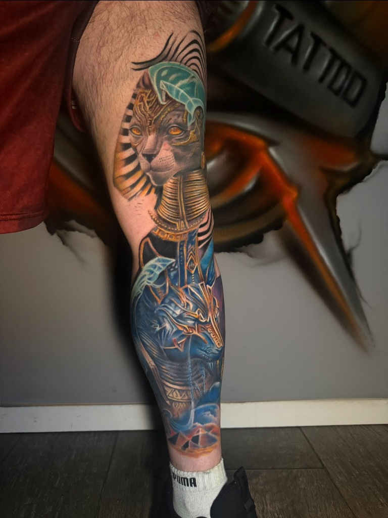 Colour lily hand cover-up tattoo by V01 Ink