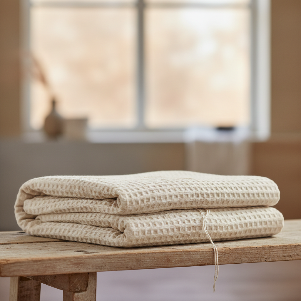 Linen Waffle Throw Blanket