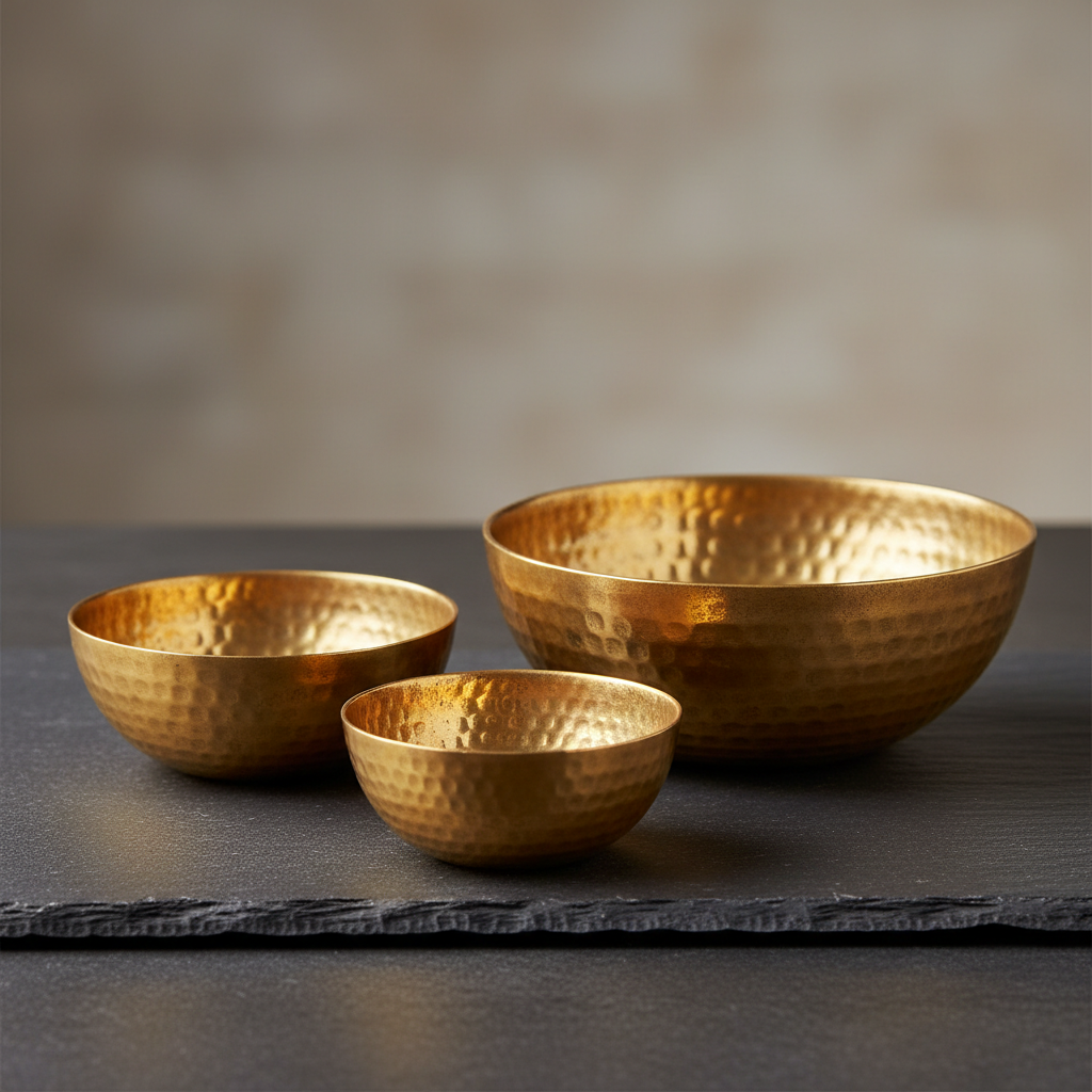 Brass Pinch Bowl — Set of 3
