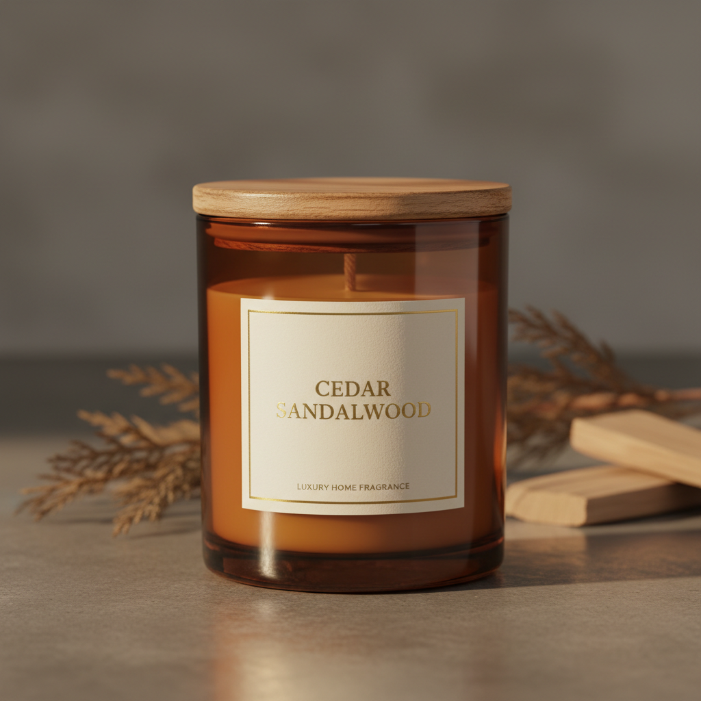 Amber Glass Vessel Candle — Cedar & Sandalwood