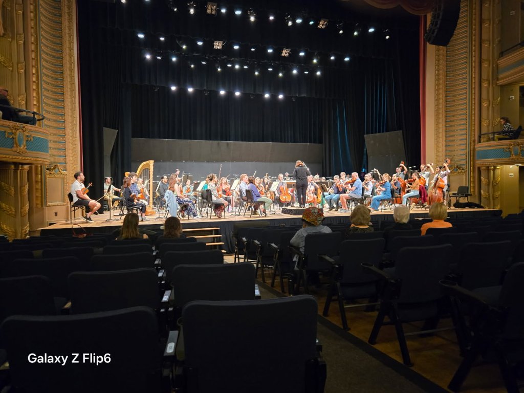Orchestra rehearsal on stage