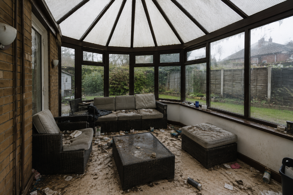 Before - Conservatory Deep Clean — Debris Removed & Fully Restored