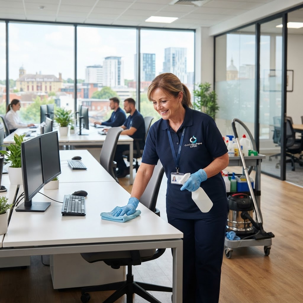 Professional commercial office cleaning services in Luton helping businesses maximise workplace productivity.