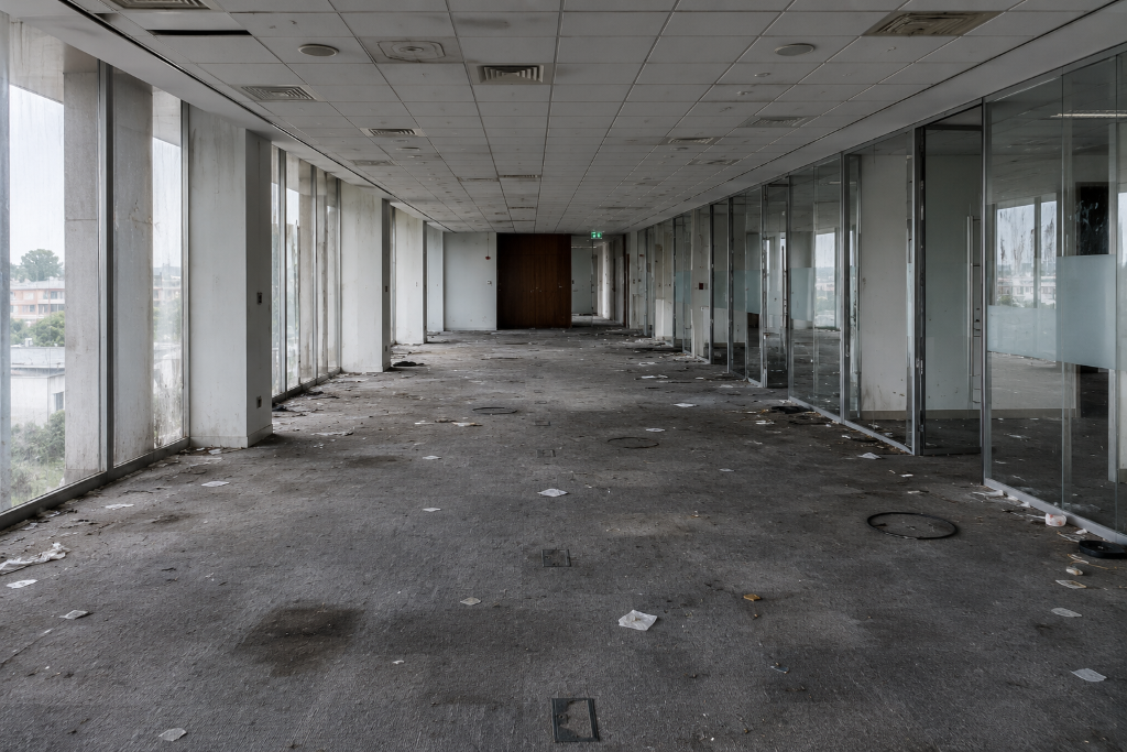 Before - Office Carpet — Debris Cleared, Deep Cleaned & Restored