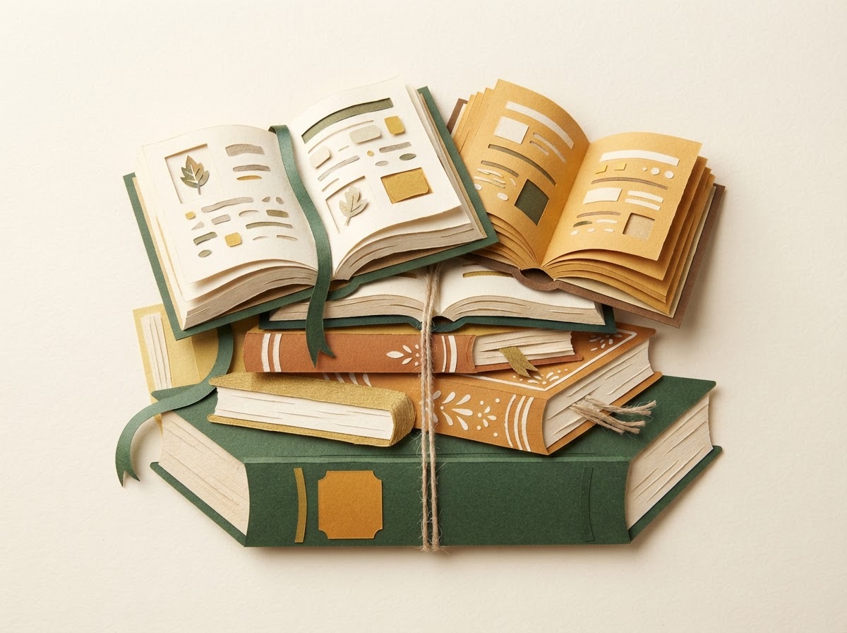 Papieren boekenillustratie