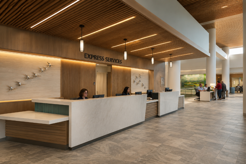 Healthcare / Building Reception Desk - Architectural Millwork by Einstein Millworks