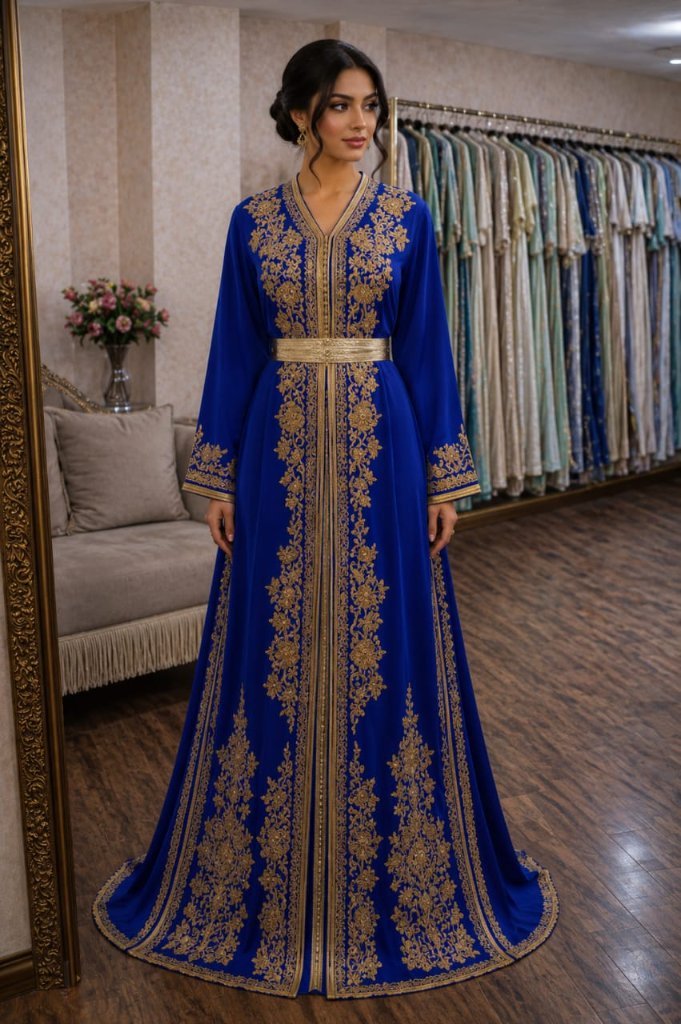 Caftan Bleu Électrique Dense