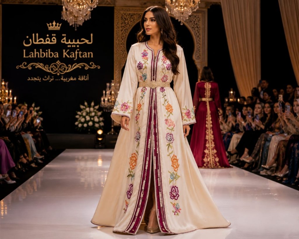 Défilé Caftan Blanc Fleuri