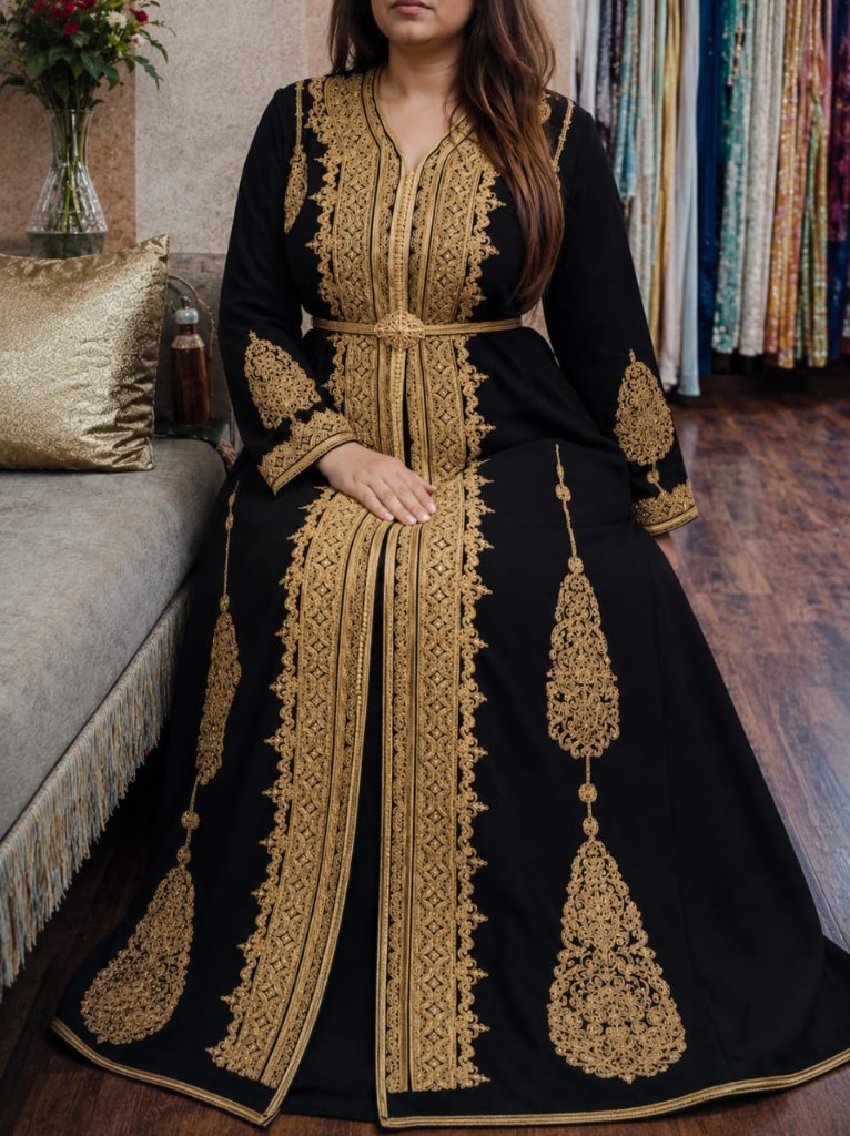 Caftan Bleu Cobalt Brodé