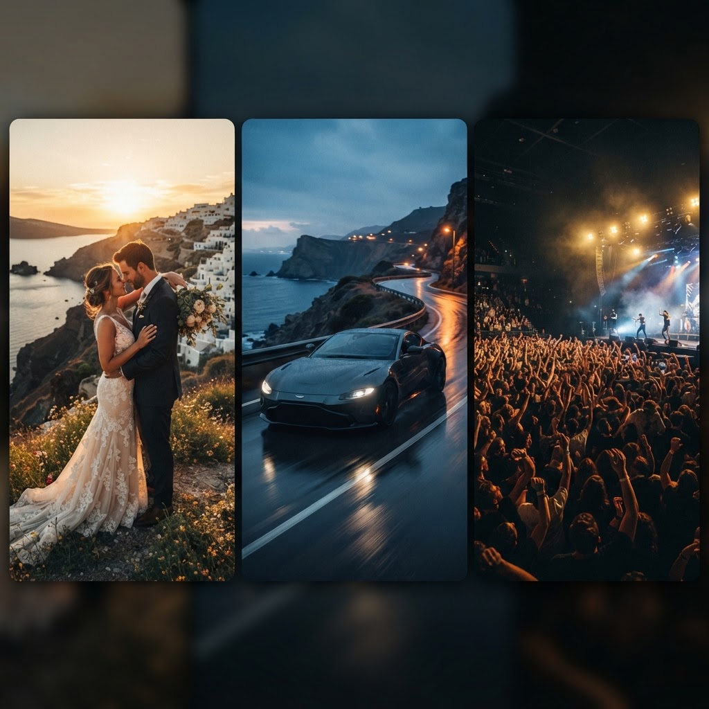 Cinematic collage: wedding, automotive and event filmmaking