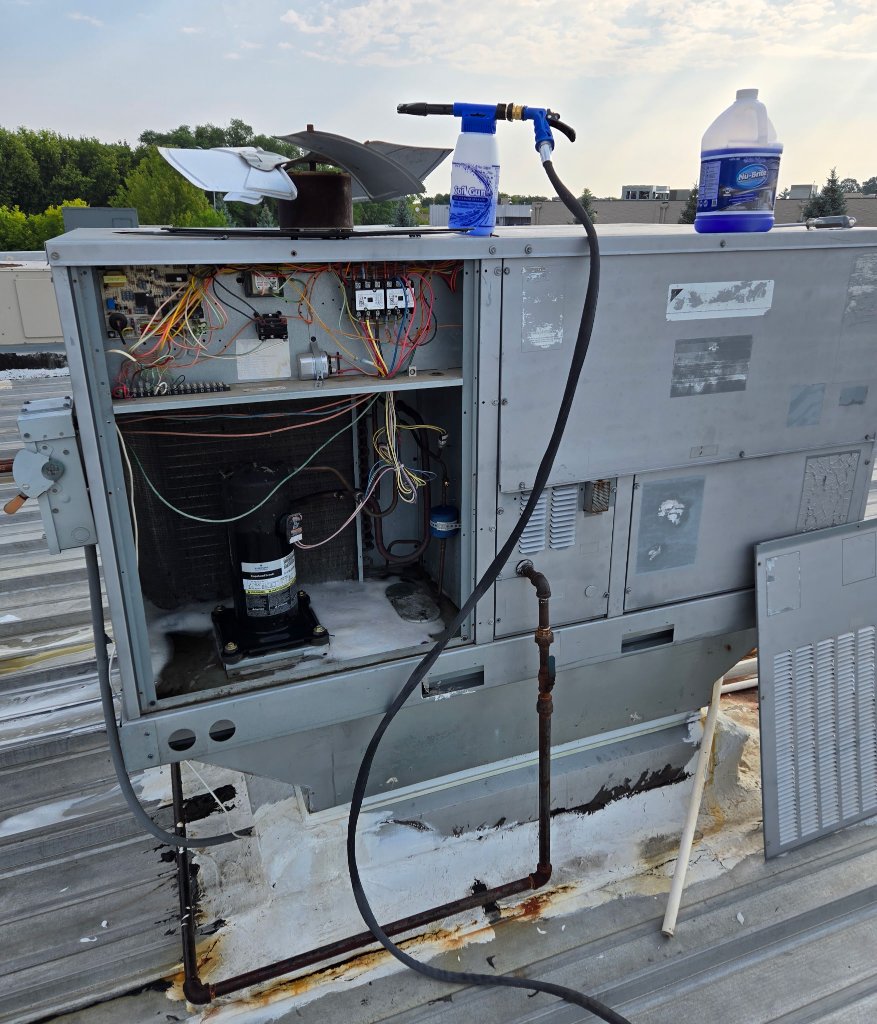 Rooftop Condenser Coil Cleaning