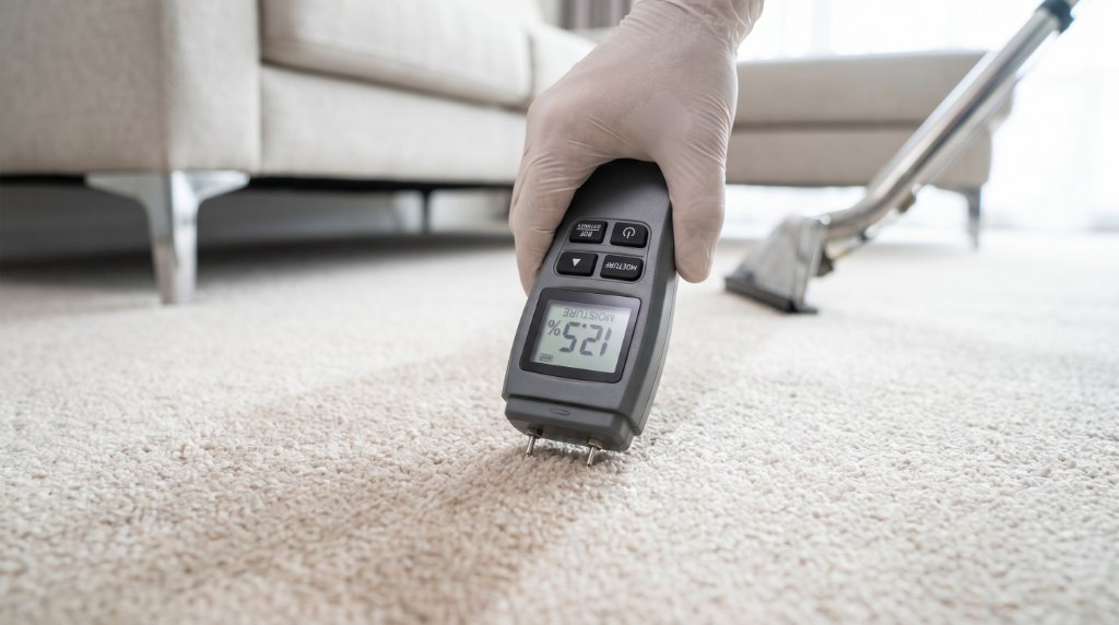 Carpet inspection with moisture meter — Steam Lion