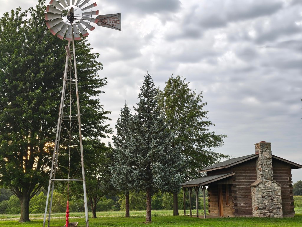 Windmill & Log Cabin