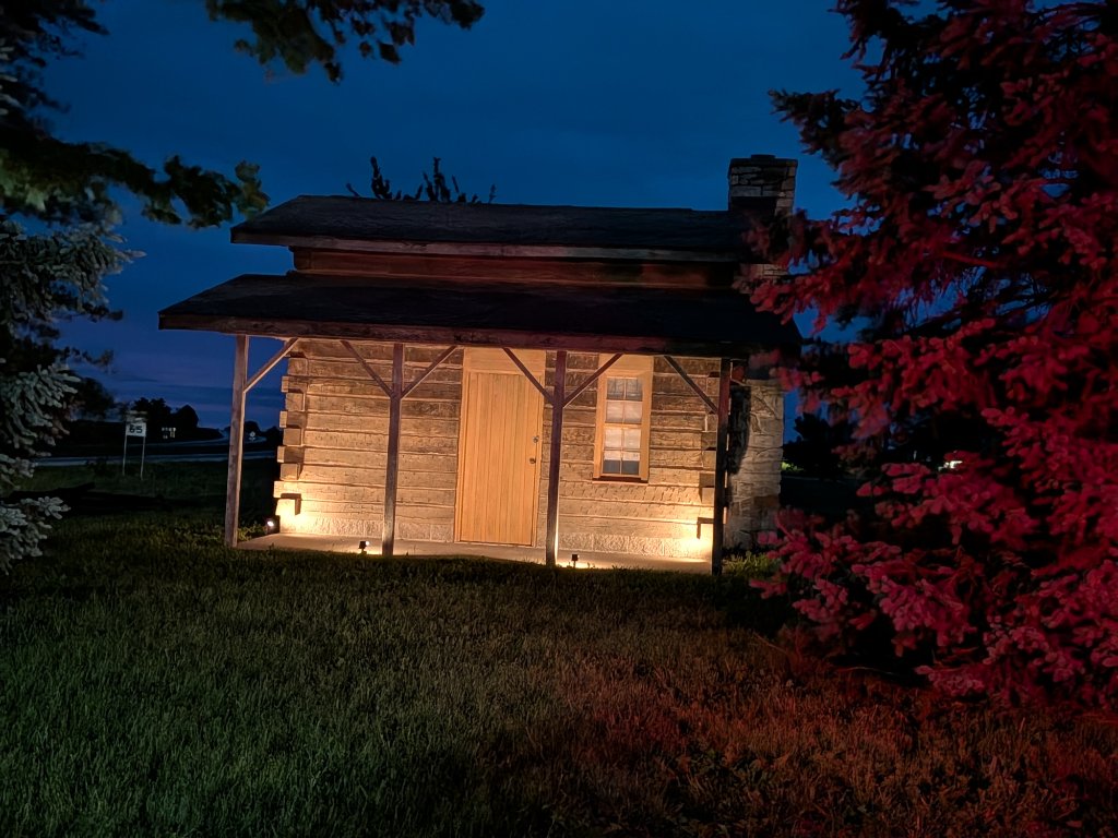 Log Cabin at Night