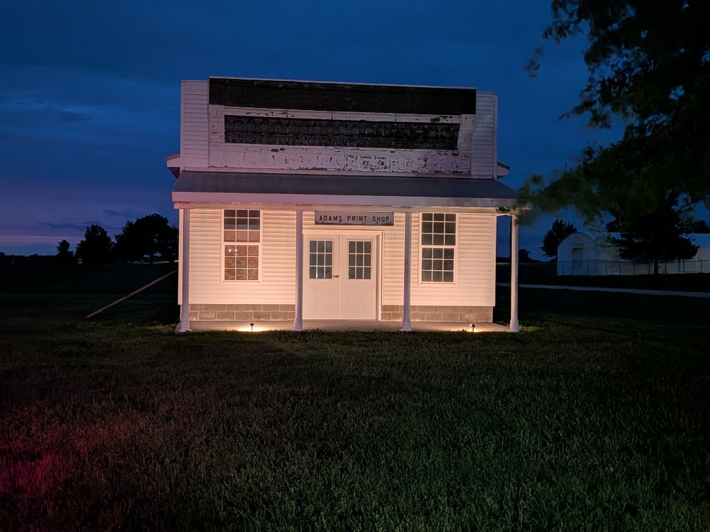 Adams Print Shop at Night