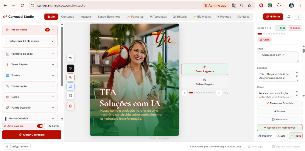 Print do app Carrosséis Mágicos — funcionalidades