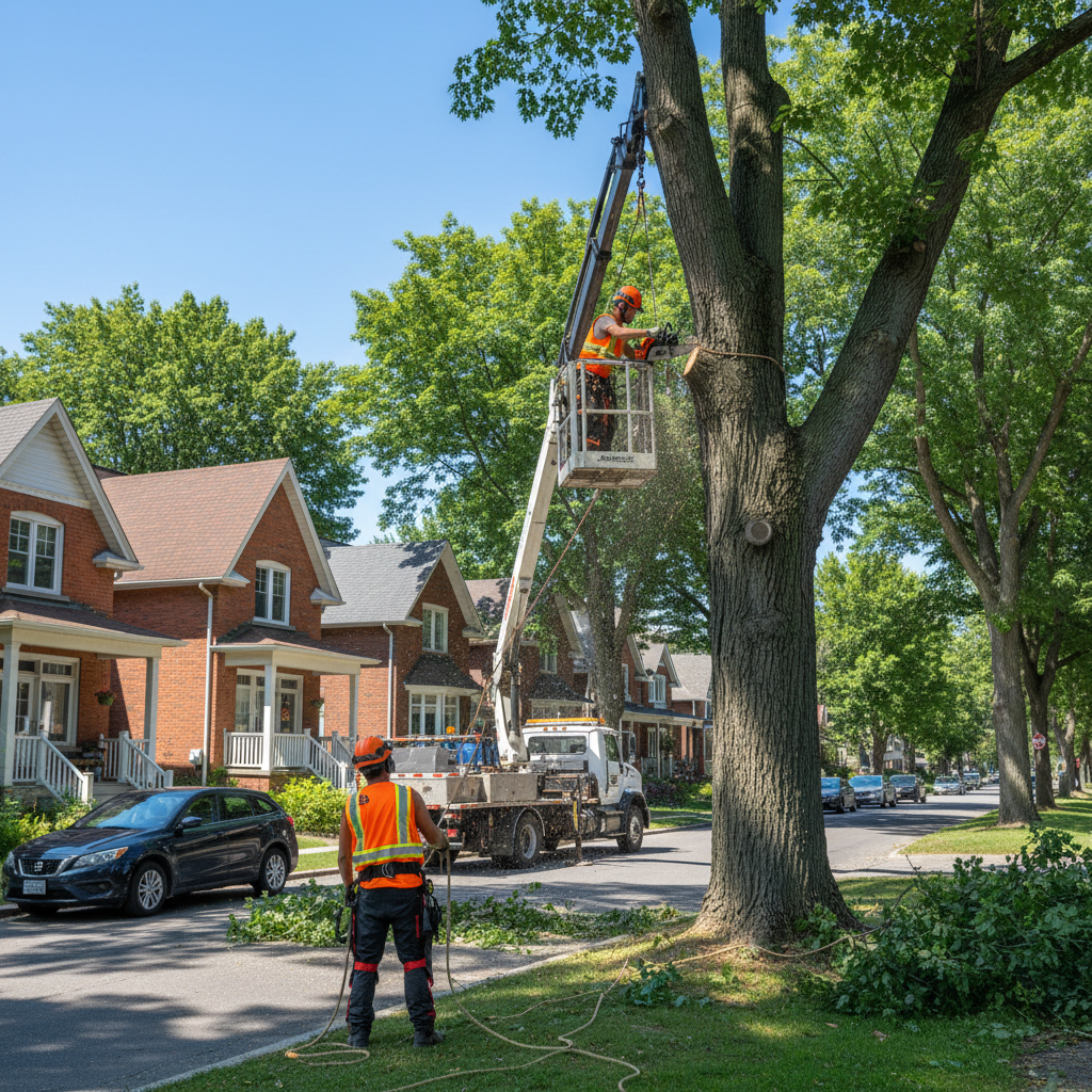 Abattage d'arbres à Vimont, Laval