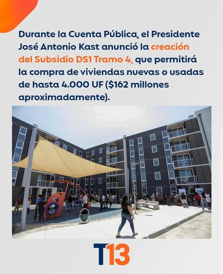 Presidente José Antonio Kast anuncia la creación del Subsidio DS1 Tramo 4 para viviendas de hasta 4.000 UF