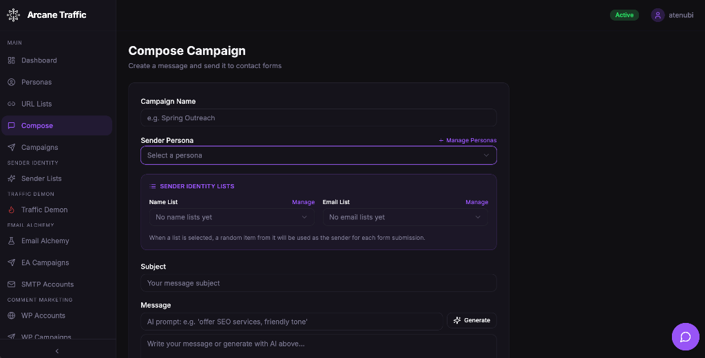 Compose campaign page