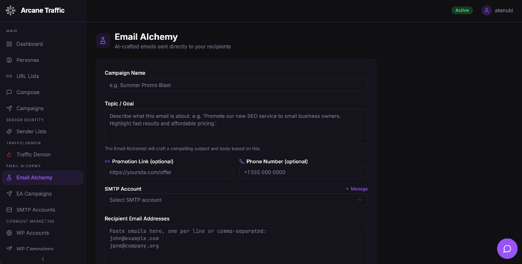 Email Alchemy campaign builder