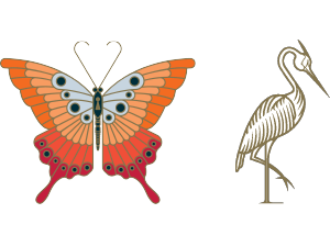 Butterfly and heron divider artwork