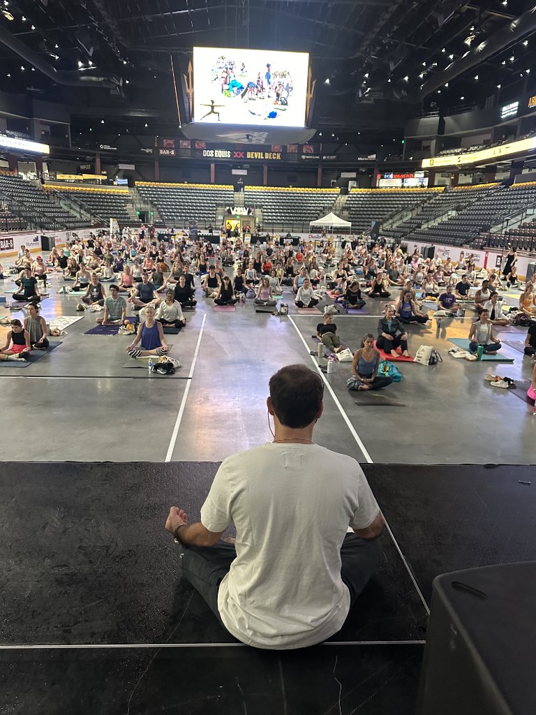 Teaching meditation at ASU Mullett Arena