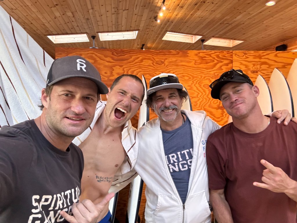 Marc Skalla, Mike Posner, Ian Lopatin and surfer