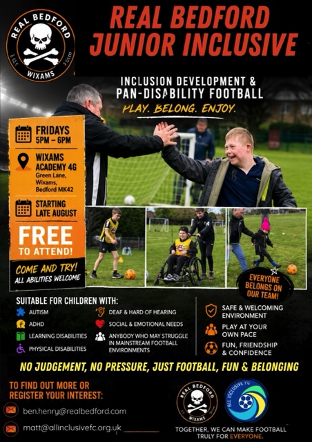 Real Bedford Junior Inclusive sessions flyer