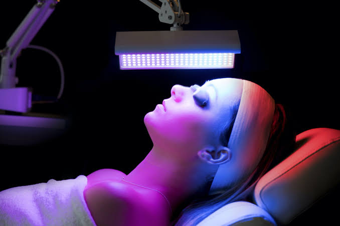 LED light therapy facial treatment at MYSA