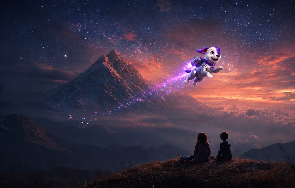 Two children gazing at the Milky Way