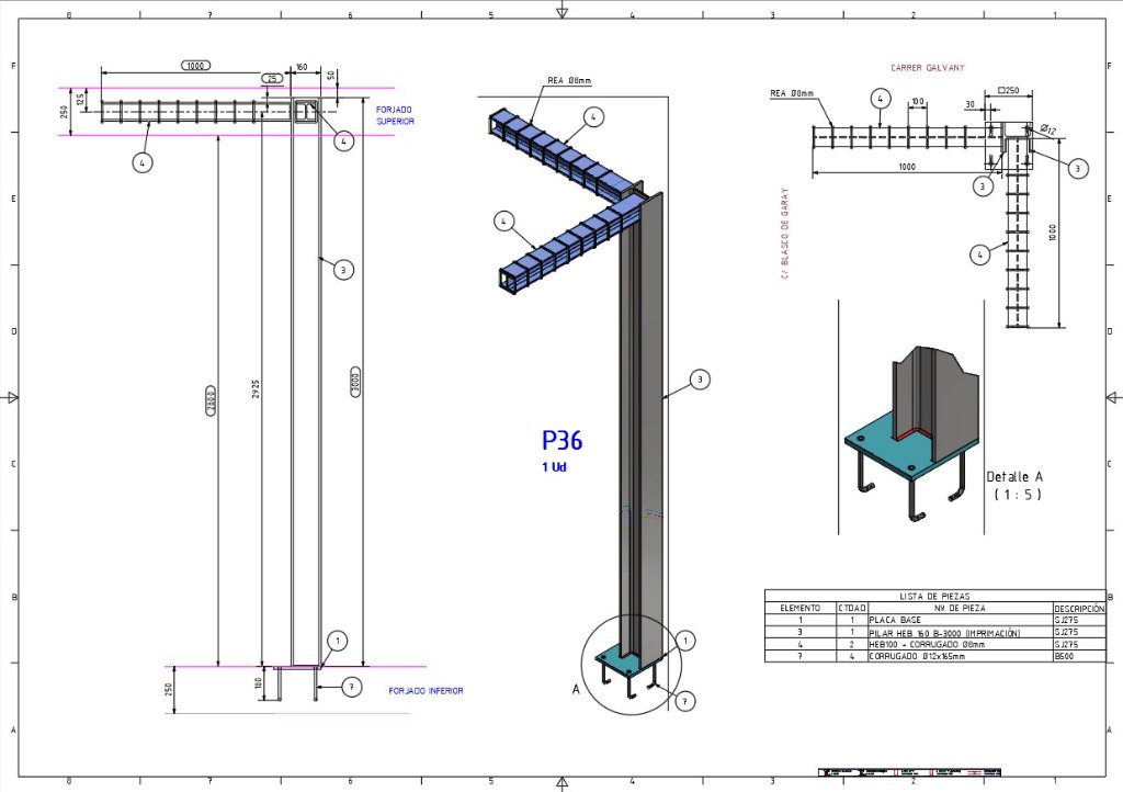 Estructura Metálica - Detalles Corte Z-Z