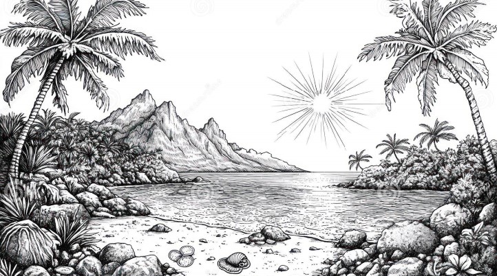 Ilustración Paisaje Tropical II