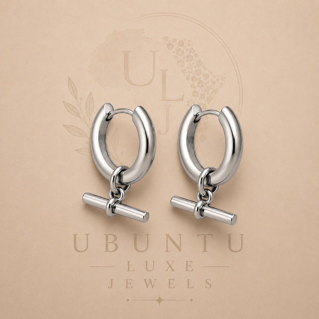 Toggle Bar Pendant Earrings — Silver