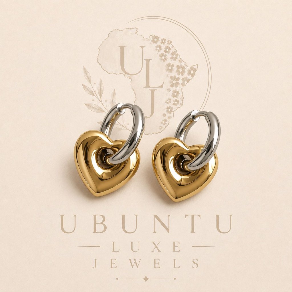 Puffy Heart Charm Earrings — Gold & Silver