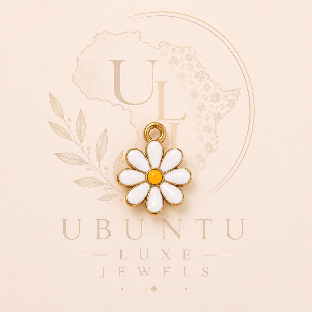 Daisy Flower Charm — White Enamel