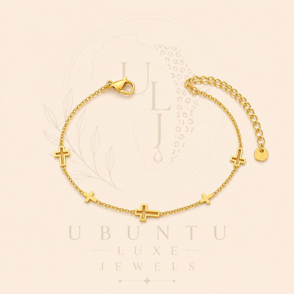 Hollow Cross Bracelet - Gold