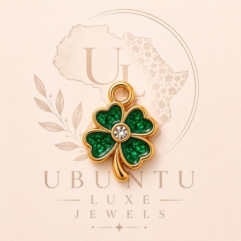 Four Leaf Clover Charm — Green Enamel & Crystal