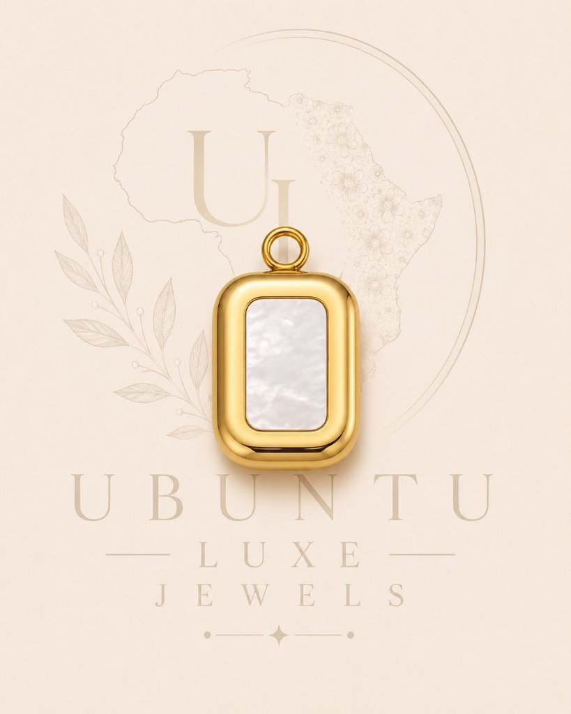 Mother of Pearl Rectangle Charm — Gold