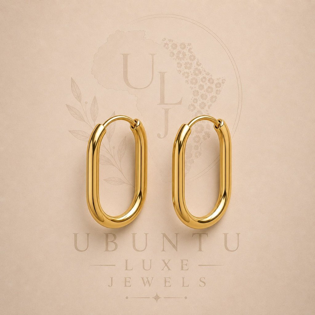 Oval Hoop Earrings — Gold