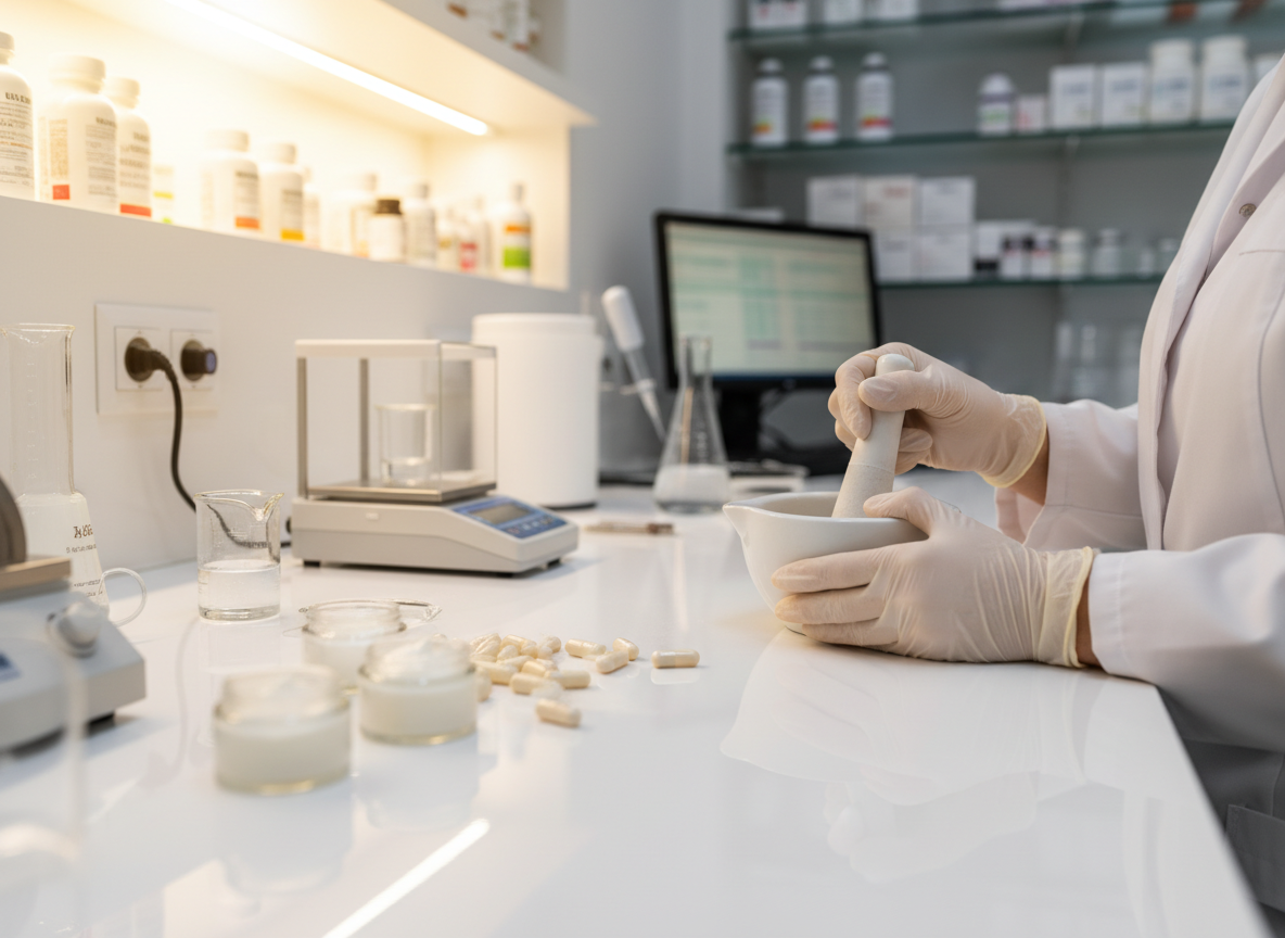 Pharmacist compounding custom medication