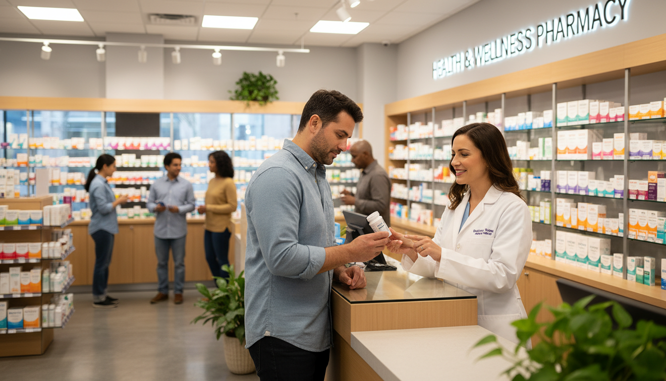 Pharmacist helping customer at Dispensaries Ltd