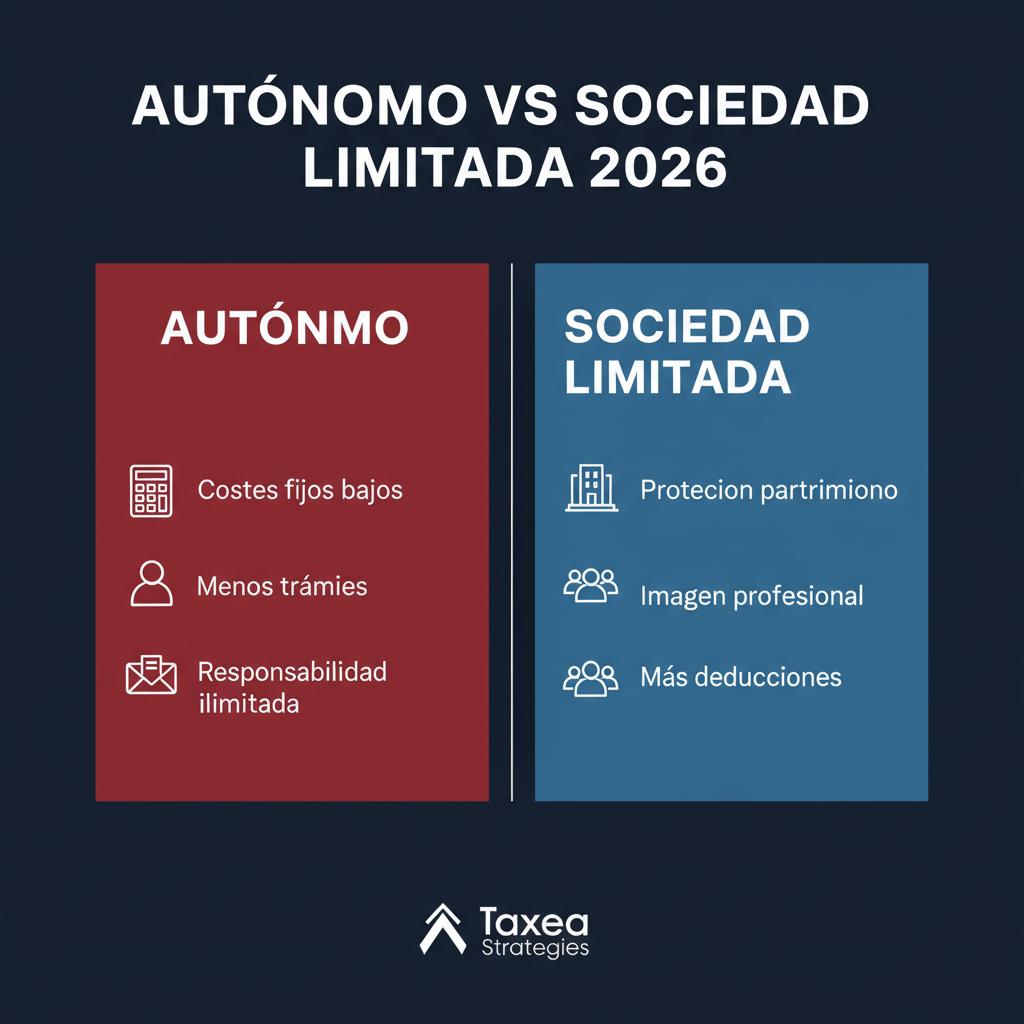 Imagen de portada: Autónomo o Sociedad Limitada en 2026: Guía Fiscal Estratégica
