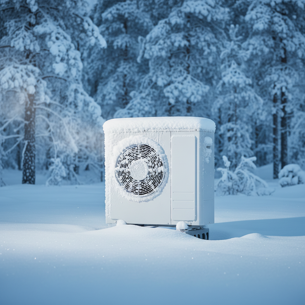 Pompe à chaleur LinkWarm fonctionnant dans la neige par grand froid