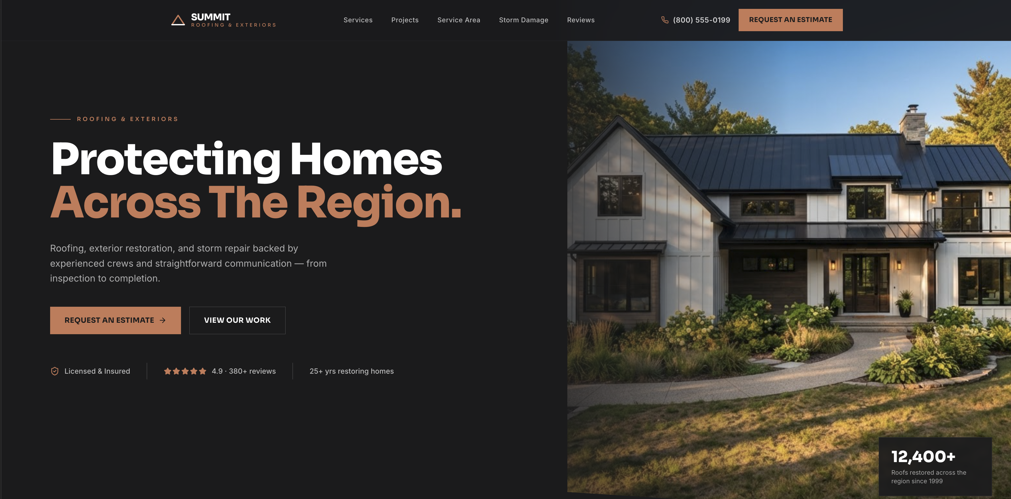 Summit Roofing & Exteriors — homepage hero