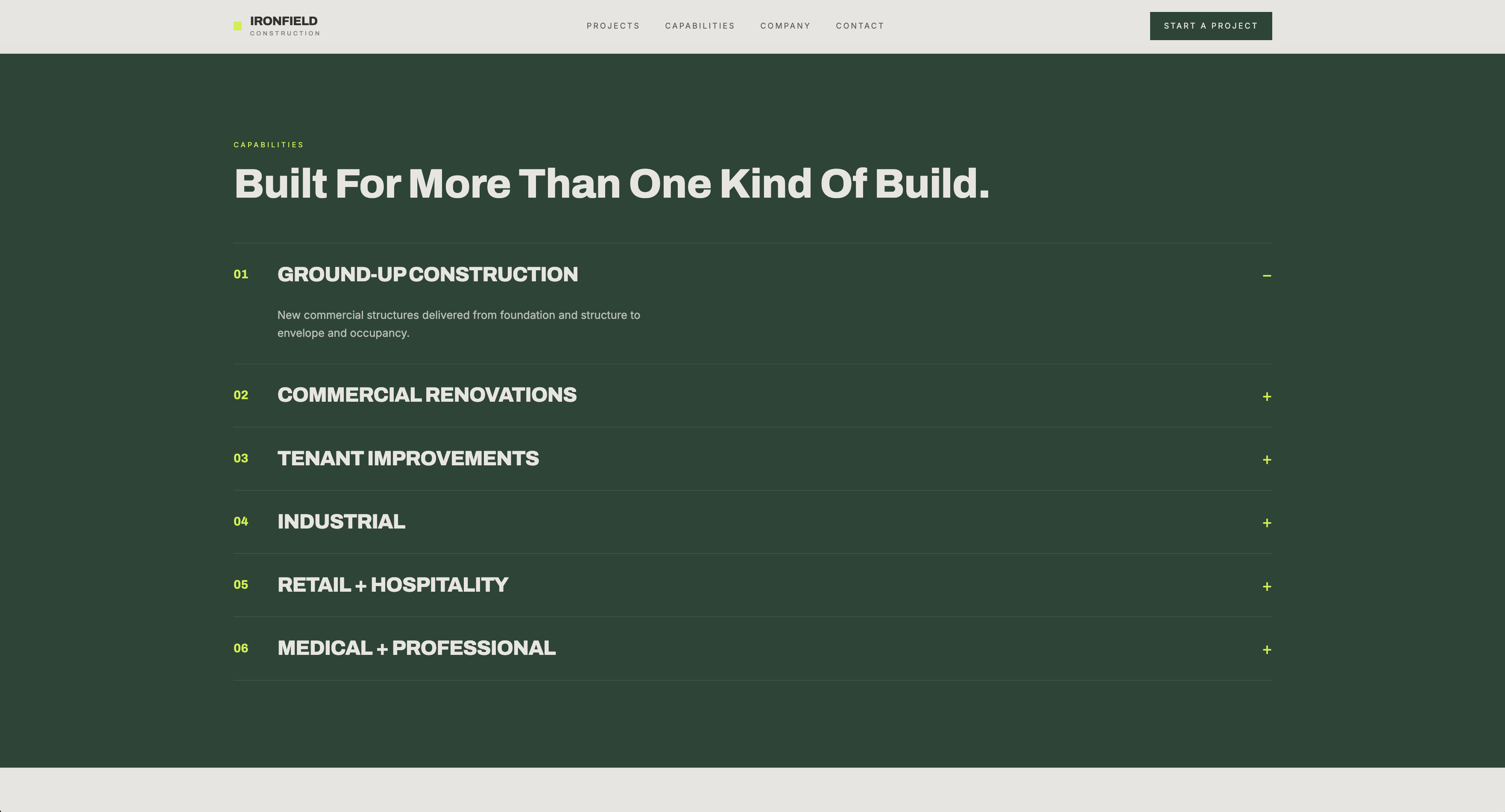 Ironfield Construction — capabilities