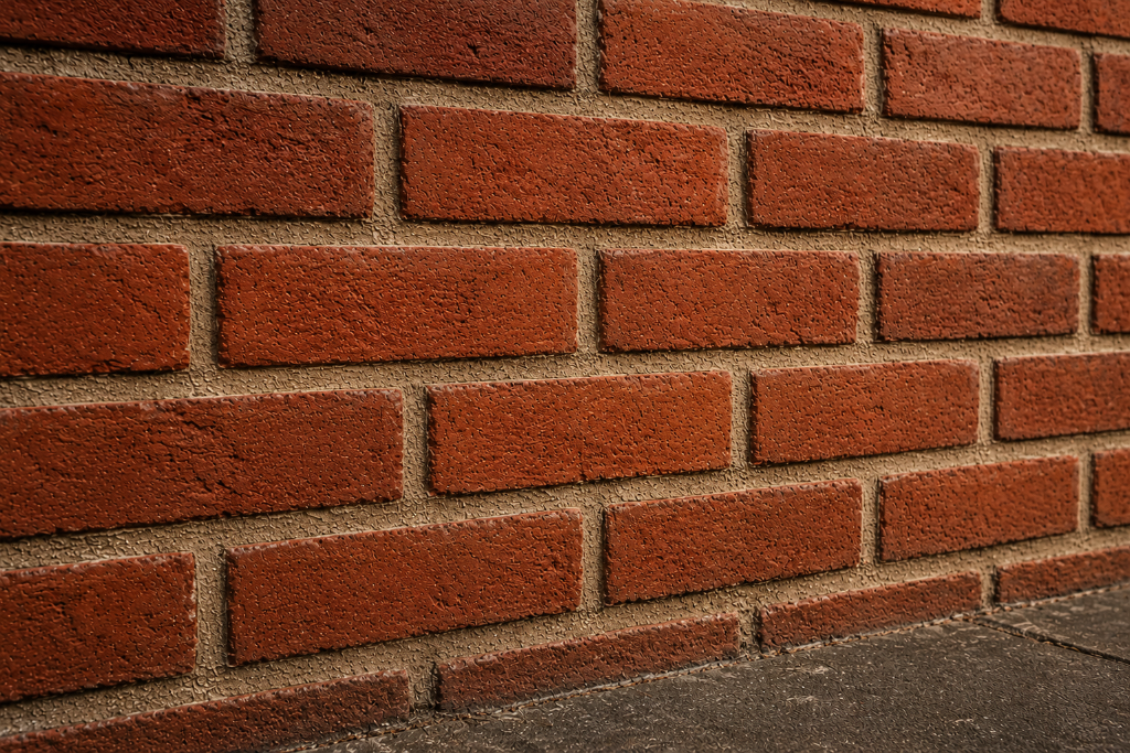 BEFORE: crumbling mortar joints on brick wall