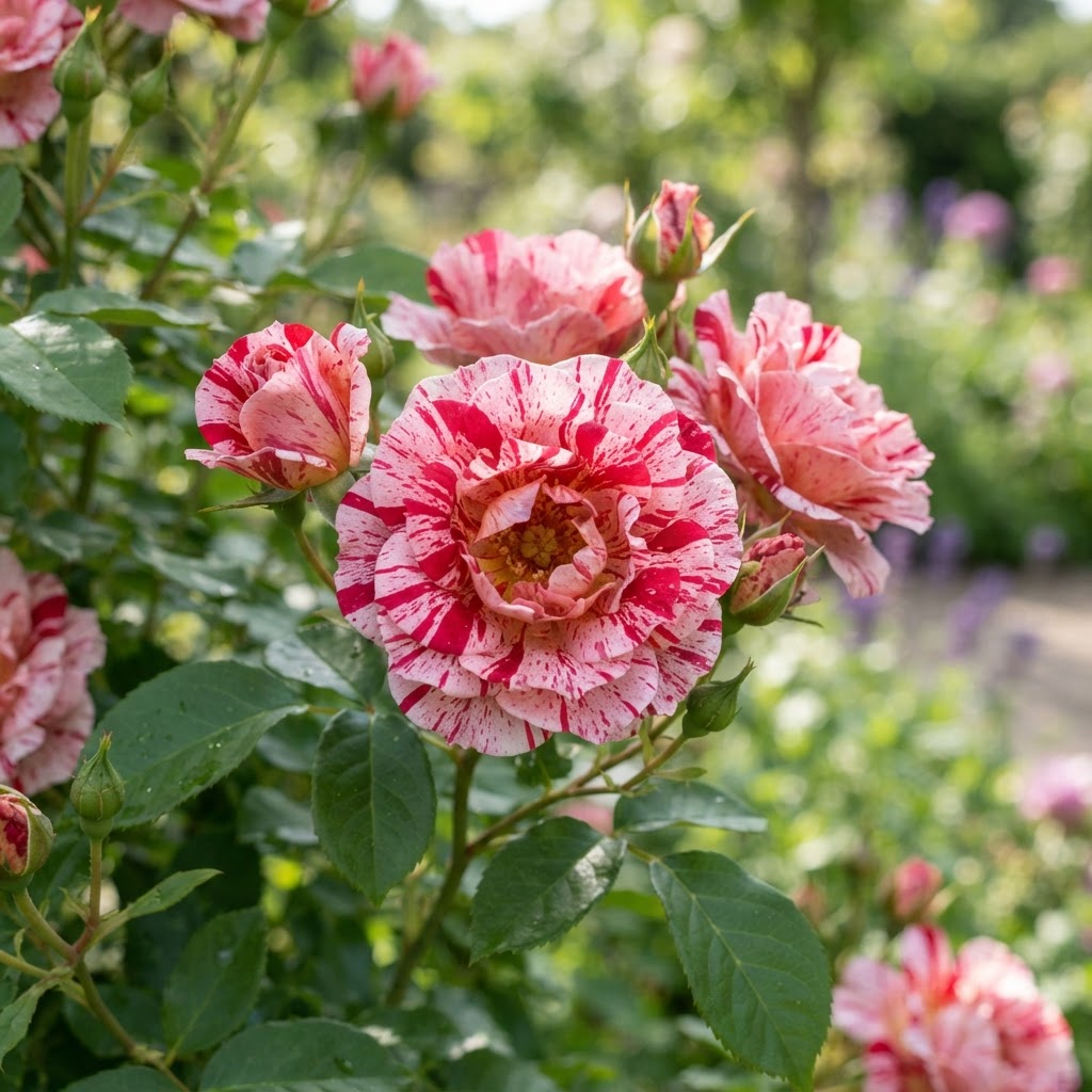 Ferdinand Pichard rose bloom