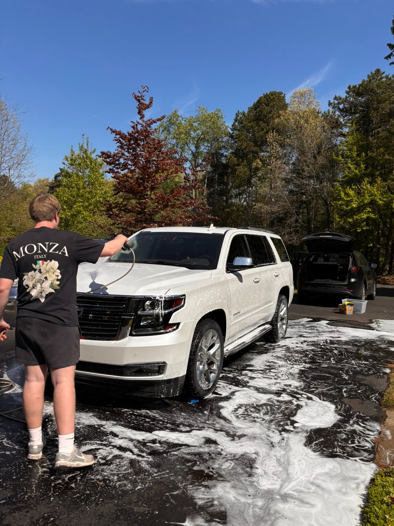 White SUV Foam Wash