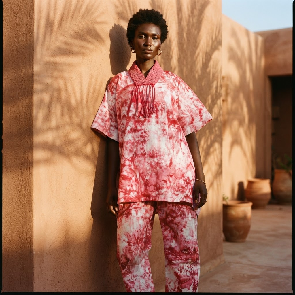Handmade Adire Two Piece Set: African Tie Dye Top and Trousers
