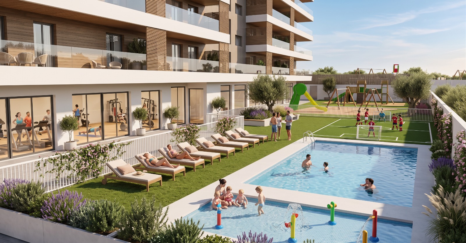 Piscina y zona infantil